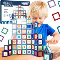 WOOPIE Magnetinės raidžių mokymosi kaladėlės 70vnt.