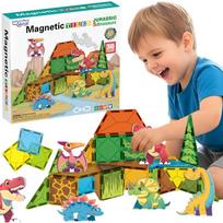 WOOPIE Magnetinių kaladėlių rinkinys 7,5cm. Dino 30vnt.