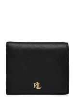 Lauren Ralph Lauren - Crosshatch Leather Compact Wallet - Kortelių dėklai ir piniginės - Juoda