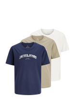 Jack & Jones - Jjavery Tee Ss Crew Neck 3Pk Mp Jnr - Marškinėliai trumpomis rankovėmis - Kreminė spalva