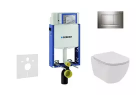 Geberit Kombifix - komplektas, kurį sudaro potinkinis elementas, pakabinamas unitazas ir Ideal Standard Tesi unitazo dangtis, Sigma30 nuleidimo plokštelė, Rimless, SoftClose, poliruotas chromas / matinis chromas 110.302.00.5 NE6