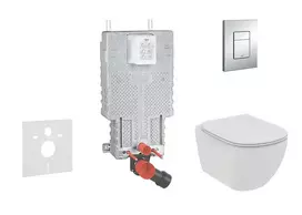 Grohe Uniset - Komplektas: Potinkinis rėmas, unitazas ir sėdynė Ideal Standard Tesi, mygtukas Skate Cosmopolitan, chromas 38643SET-KE