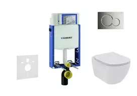 Geberit Kombifix - Komplektas, kurį sudaro potinkinis elementas, pakabinamas unitazas ir Ideal Standard Tesi unitazo dangtis, Sigma 01 nuleidimo mygtukas, Rimless, SoftClose, poliruotas chromas 110.302.00.5 NE2