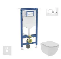 Geberit Duofix potinkinio modulio komplektas, Ideal Standard Tesi WC ir dangtis, Sigma20 mygtukai, be rėmelio, švelnus uždarymas, baltas/chromuotas SANI11CD3102