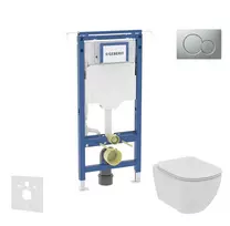 Geberit Duofix potinkinio modulio komplektas, Ideal Standard Tesi WC ir dangtis, Sigma01 mygtukai, be rėmelio, švelnus uždarymas, matinis chromas SANI11CD2105