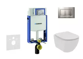 Geberit Kombifix - Komplektas, kurį sudaro potinkinis elementas, pakabinamas unitazas ir Ideal Standard Tesi unitazo dangtis, Sigma30 nuleidimo plokštelė, Rimless, SoftClose, matinis chromas/chromas 110.302.00.5 NE7