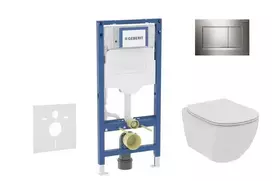 Geberit Duofix potinkinio modulio komplektas, Tesi WC su minkšto uždarymo dangčiu ir Sigma30 nuleidimo mygtuku, blizgus chromas / matinis chromas SANI11CD1113