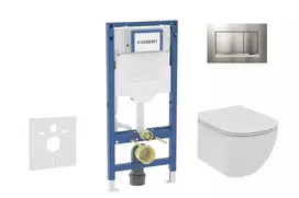 Geberit Duofix potinkinio modulio komplektas, Tesi WC su minkšto uždarymo dangčiu ir Sigma30 nuleidimo mygtuku, matinis chromas/chromas SANI11CD2114