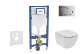 Geberit Duofix potinkinio modulio komplektas, Tesi WC su minkšto uždarymo dangčiu ir Sigma01 nuleidimo mygtuku, blizgus chromas SANI11CD1109