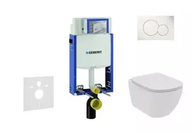 Geberit Kombifix - Pakabinamo tualeto su Sigma01 mygtuko paspaudimo plokšte montavimo elementas, Ideal Standard Tesi tualetas ir klozeto dangtis, be rėmelio, SoftClose, Alpine White 110.302.00.5 NE1