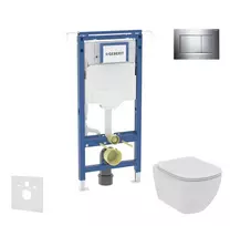 Geberit Duofix - Komplektas: Potinkinis rėmas, Ideal Standard Tesi unitazas ir dangtis, Sigma30 mygtukai, be rėmelio, SoftClose, poliruotas chromas / matinis chromas SANI11CD1100