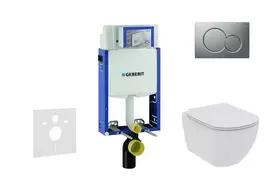 Geberit Kombifix - komplektas, kurį sudaro potinkinis elementas, pakabinamas unitazas ir Ideal Standard Tesi unitazo dangtis, Sigma 01 nuleidimo mygtukas, Rimless, SoftClose, matinis chromas 110.302.00.5 NE3