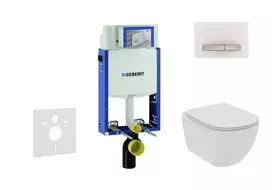 Geberit Kombifix - potinkinio elemento, pakabinamo unitazo ir Ideal Standard Tesi unitazo dangčio rinkinys, Sigma50 nuleidimo plokštelė, be rėmelio, SoftClose, Alpine White 110.302.00.5 NE8