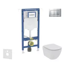 Geberit Duofix - potinkinis montavimo rinkinys, Ideal Standard Tesi unitazas ir dangtis, Sigma30 mygtukai, be rėmelio, švelnus uždarymas, matinis chromas/chromas SANI11CD2107