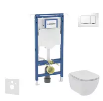 Geberit Duofix potinkinio modulio komplektas, Ideal Standard Tesi WC ir dangtis, Sigma30 mygtukai, be rėmelio, švelnus uždarymas, baltas/chromuotas SANI11CD3106