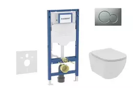 Geberit Duofix potinkinio modulio komplektas, Tesi WC su minkšto uždarymo dangčiu ir Sigma01 nuleidimo mygtuku, matinis chromas SANI11CD2110