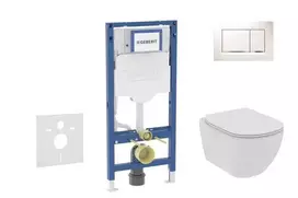 Geberit Duofix potinkinio modulio komplektas, Tesi WC su minkšto uždarymo dangčiu ir Sigma30 nuleidimo mygtuku, baltas/chromuotas SANI11CD3112