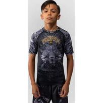 Venum Wolf Atak vaikiškas trumparankovis marškinėlis (rashguard) – juoda/pilka