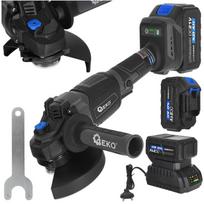 Geko G80680 belaidis kampinis šlifuoklis, 21V, 950W, be šepetėlių, 2x4.0Ah, 125mm, M14, 3000/5000/8000 aps./min