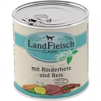 LandFleisch konservai šunims su jaučių širdimis ir ryžiais, 800 g.