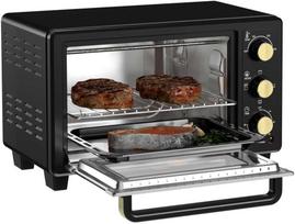 Kaitlentė "HOMCOM" mini orkaitė 16 L 1400 W Mini orkaitė 100-230 ℃ 60 min. laikmatis, su grilio grotelėmis ir kepimo skardomis, picų kepimo krosnelė su dėklo rankena, trupinių padėklas juodas