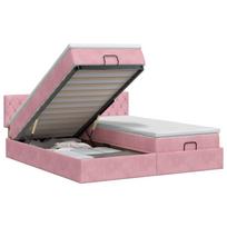 Reguliuojama lova su čiužiniu 2 pcs Rožinė Aksomas