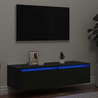 Televizoriaus spintelė su LED apšvietimu, juoda, 100X35,5x25 cm