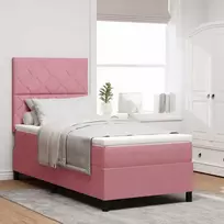 Kiemas lova su čiužiniu Rožinė 90 x 190 cm Aksomas