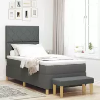 Kiemas lova su pagalve Tamsiai pilka 190 x 90 cm audinys