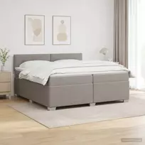 Lova su čiužiniu ir LED apšvietimu Taupe 200 x 200 cm Audinys