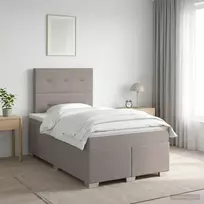 Spyruoklinė lova su čiužiniu Taupe 120 x 190 cm Audinys