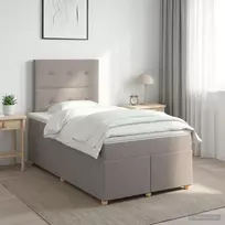 Spyruoklinė lova su čiužiniu Taupe 120 x 190 cm Audinys