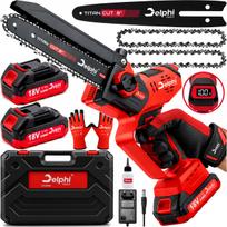 Akumuliatorinis grandininis pjūklas šakoms Delphi Tools 8" 2xAKU galingas