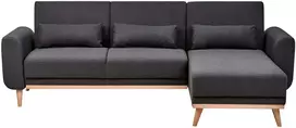 Beliani Išskleidžiama kampinė sofa OLLSTA 3 asmenims, juoda, kairinė
