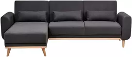 Beliani Išskleidžiama 3 vietų kampinė sofa OLLSTA, juoda, dešininė
