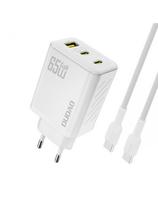 GaN sieninis įkroviklis su USB-C laidu 1 m 65 W - baltas
