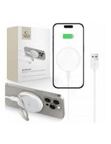 Indukcinis įkroviklis su stovu, USB-A - USB-C MagSafe laidas - baltas