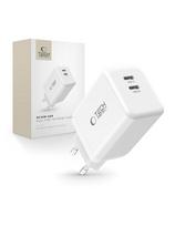 NC45W-GAN 2x USB-C 45W sieninis įkroviklis – baltas