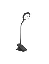 Mini belaidė LED skaitymo lempa su segtuku ir USB-C laidu, 80 lm – juoda