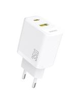 A27 MaxC USB-C USB-A GaN 35W sieninis įkroviklis – baltas