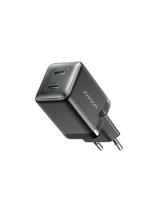 2x USB-C EU 45W sieninis įkroviklis - juodas