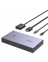 2 kompiuterių ir 1 monitoriaus KVM jungiklis USB-C HDMI 4K 60Hz – pilkas