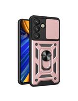 Šarvuotas dėklas su kameros apsauginiu žiedu, skirtas „Samsung Galaxy S25 Hybrid Armor Camshield“ - rožinis