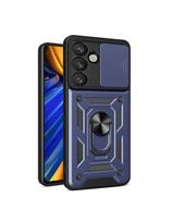 Šarvuotas dėklas su kameros apsauginiu žiedu, skirtas „Samsung Galaxy S25 Hybrid Armor Camshield“ - mėlynas