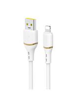 USB-A – iPhone Lightning laidas su silikoniniu pynimu 30W 1m – baltas