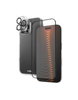 3 viename „iPhone 16 Pro Max“ apsauginis dėklas su D3O ekrano apsauga ir kameros stiklu – skaidrus