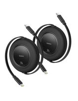 Ištraukiamas USB-C laidas 100W 2m juodas - 2 vnt.