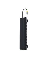 „HUB 12-in-1“ prijungimo stotelė USB-C HDMI DisplayPort USB-A SD/ microSD RJ45 PD - pilka