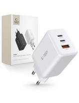 USB-C USB-A C65W PD 65W QC sieninis įkroviklis – baltas