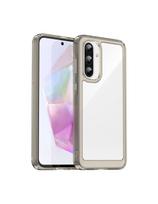 „Samsung Galaxy A26 Outer Space“ dėklas su lanksčiu rėmeliu – permatomas juodas